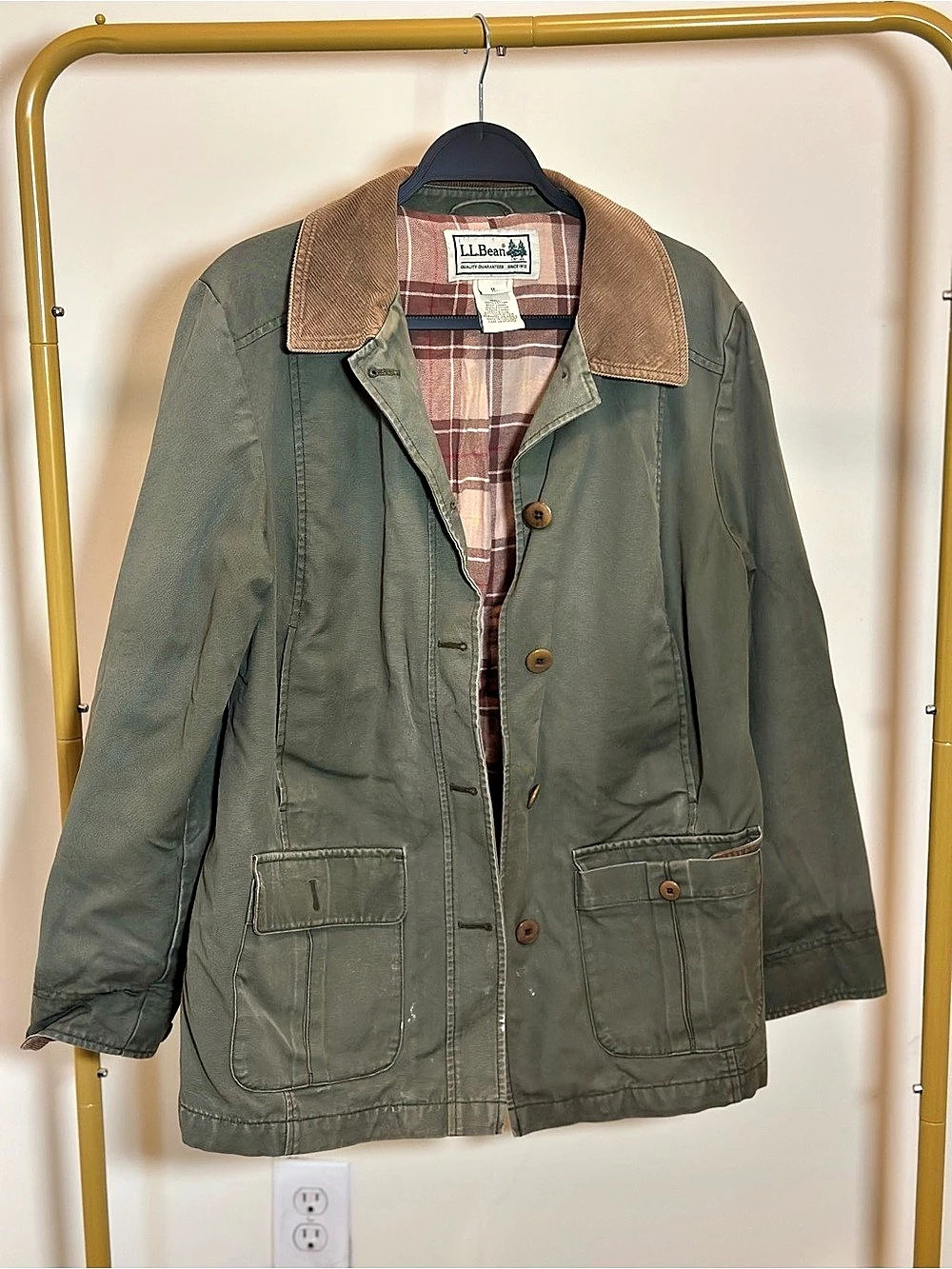 Vintage L.L.Bean Field Coat Cotton Green Size Medium